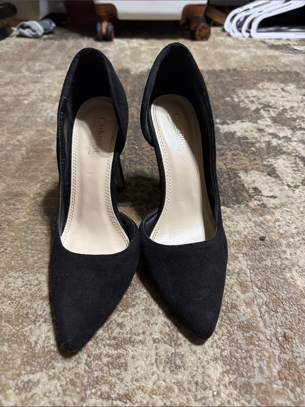 Catherine Malandrino Black Suede Pointed Toe Pumps